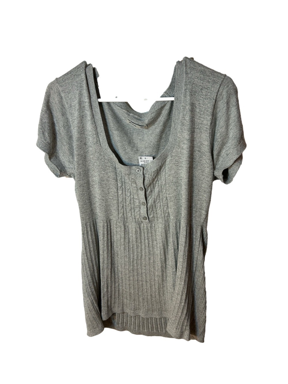 Hollister Heather Gray Short Sleeve Scoop-Neck Knit Top XL - Picture 1 of 5